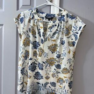 41 Hawthorn Blue and Gold Floral Blouse